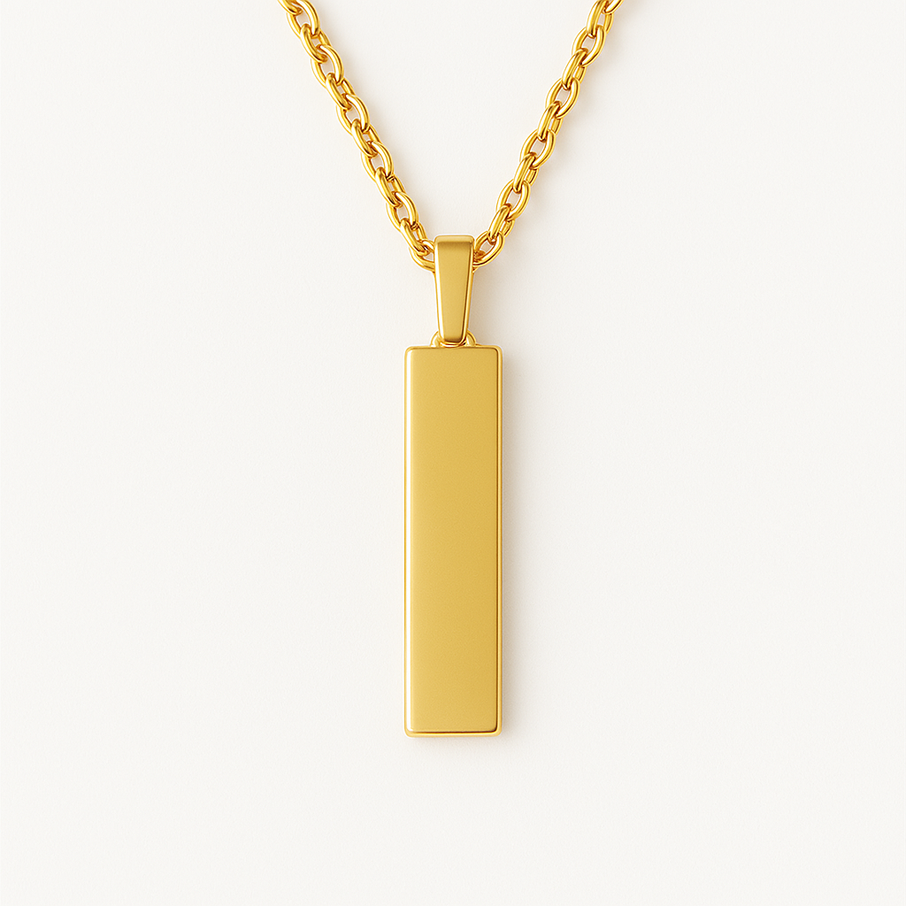 Colar Pingente Barra Minimalista Banhado a Ouro
