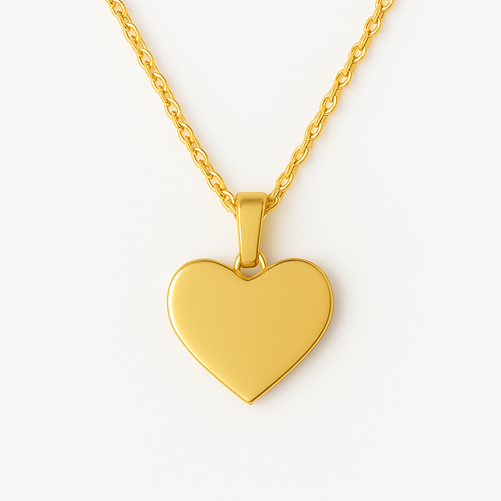 Colar coração dourado em aço inox com corrente